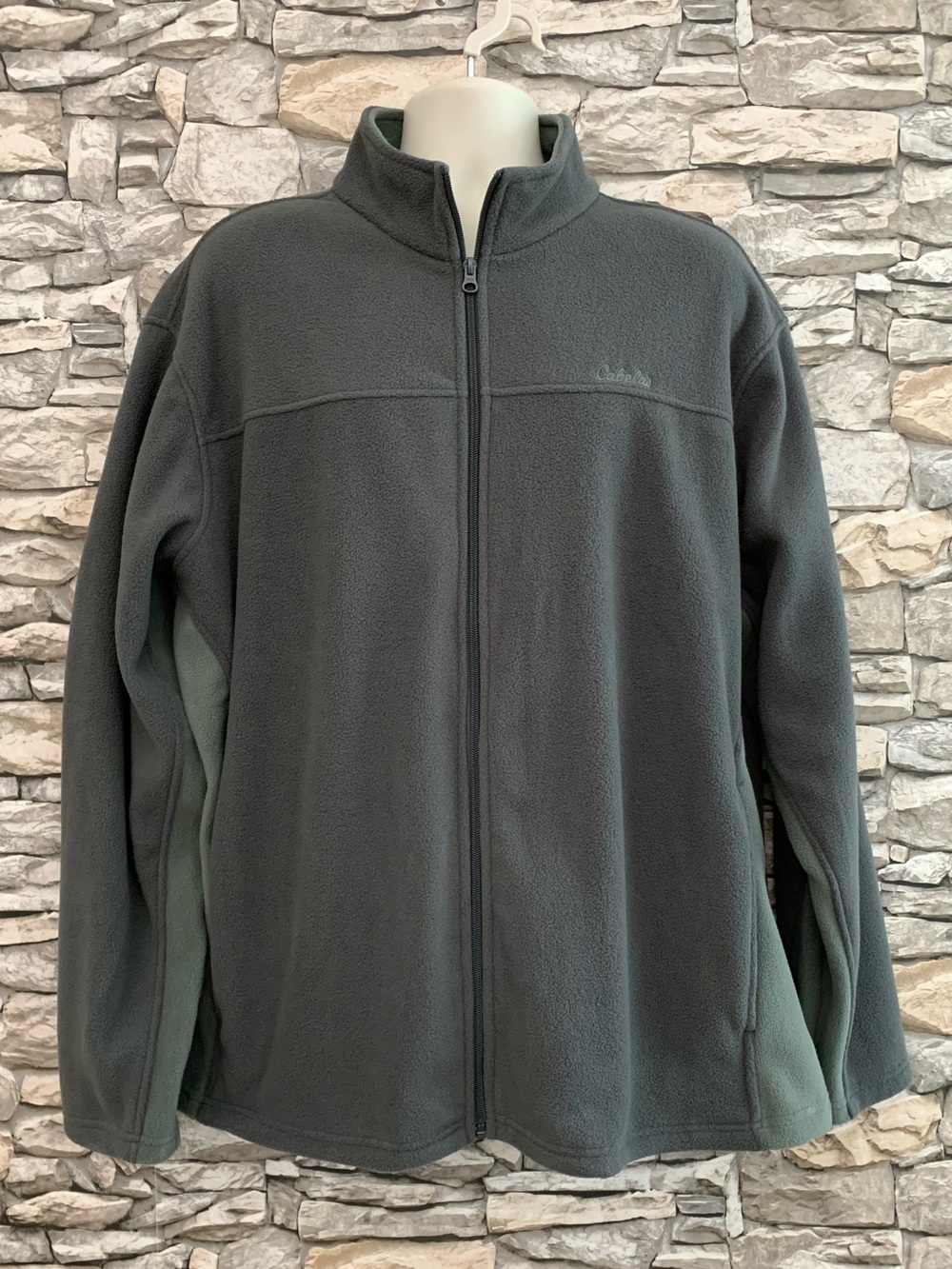 #05 NWT Cabela’s Asphalt Gray Green Fleece Zip Up Long Sleeve Jacket Top 2XL New
